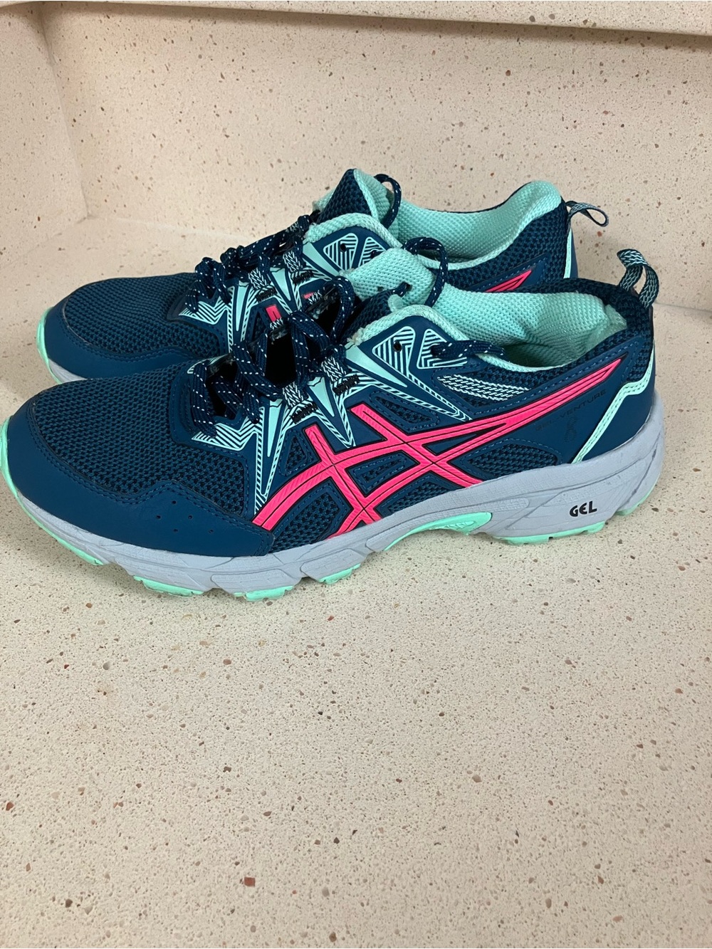 Asics Gel Venture 8 Womens Navy Blue Lace Up Shoes Size 8